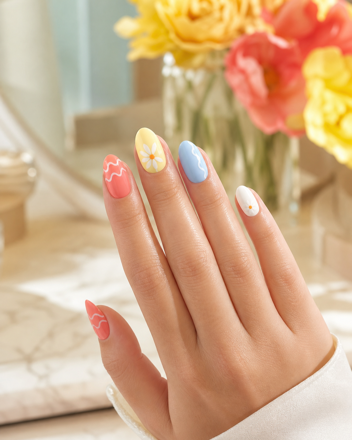 Bright custom summer nail art